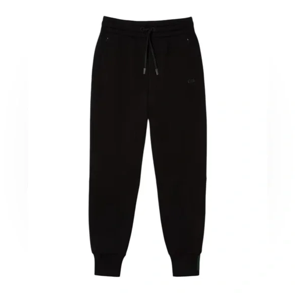 NWT Lacoste Womens Organic Cotton Jogger Sweatpants Black/Green Detail Orig $160 - Picture 6 of 16